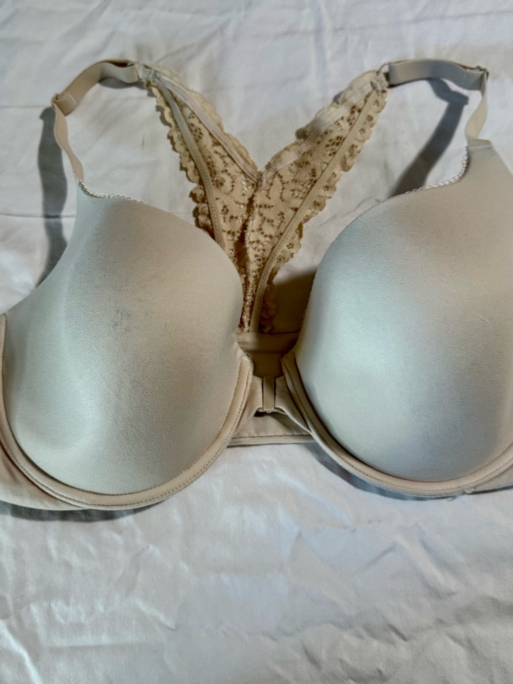 Body By Victoria's Secret Perfect Shape Lace Racerback Bra Beige 38DD